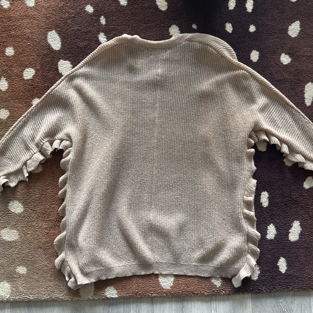 Long Ruffle Trim Cardigan - Picture 6 of 7